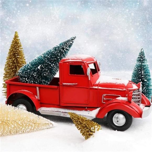 24PCS Artificial Mini Christmas Trees Village Trees with Wood Base Decor - Picture 2 of 6